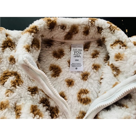 Carters Baby Girl Sherpa Fleece Pullover Sweater, Size 18 Months, White Brown - Picture 4 of 5